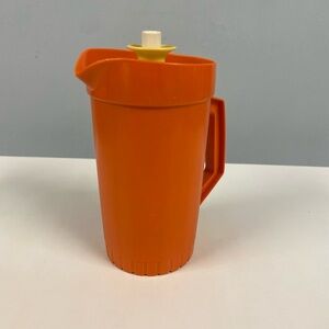 Vintage Tupperware Toys Tuppertoys Mini Pitcher 1399 5" Orange Push Button Lid